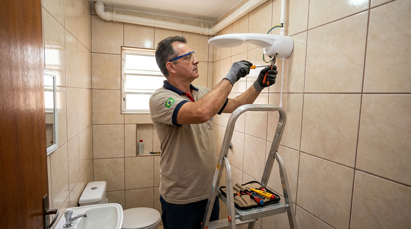 Substituição de Chuveiro Antigo em São Carlos‑SP